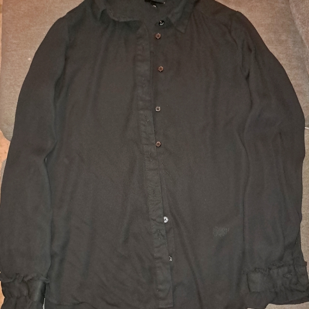 Button down black dress shirt slightly sheer/see through